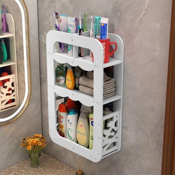 hooks & rails bathroom cosmetic storage rack, toilet vanity table, wash cup, bath supplies shelf, perforation, wall-mounted multi-layer
hooks & rails bathroom cosmetic storage rack, toilet vanity table, wash cup, bath supplies shelf, perforation, wall-mounted multi-layer