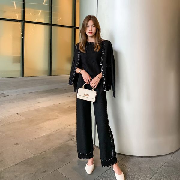 women's two piece pants autumn fashion suit women vest + knitted cardigan bright line coat wide leg elastic three set ovhx, White
women's two piece pants autumn fashion suit women vest + knitted cardigan bright line coat wide leg elastic three set ovhx, White
