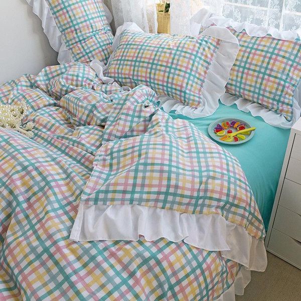 bedding set plaid rainbow stripe quilt cover korean princess style 4pcs comforter sets bed
bedding set plaid rainbow stripe quilt cover korean princess style 4pcs comforter sets bed