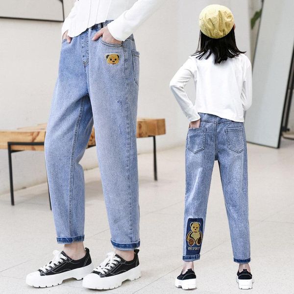jeans pants for teen girls cartoon print spring autumn korean style children casual school trousers, Blue
jeans pants for teen girls cartoon print spring autumn korean style children casual school trousers, Blue