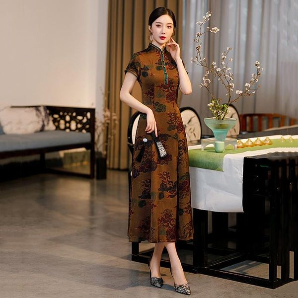 female satin elegant print novelty a-line cheongsam vintage long slim qipao big size mandarin collar traditional chinese dress ethnic clothi, Red
female satin elegant print novelty a-line cheongsam vintage long slim qipao big size mandarin collar traditional chinese dress ethnic clothi, Red