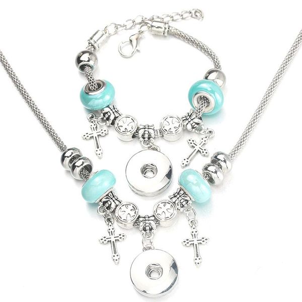 earrings & necklace snap cross bracelet set bead pendant hollow chain beaded for 18mm fashion party jewelry 005, Silver
earrings & necklace snap cross bracelet set bead pendant hollow chain beaded for 18mm fashion party jewelry 005, Silver