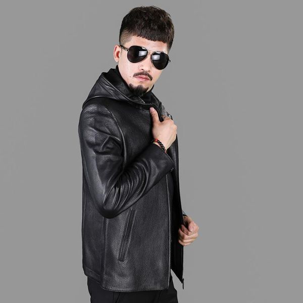 men's leather & faux 2021 haining authentic deerskin coat hooded slim fit spring and autumn business jacket, Black
men's leather & faux 2021 haining authentic deerskin coat hooded slim fit spring and autumn business jacket, Black
