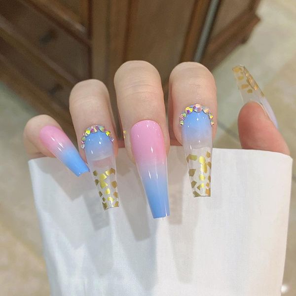 false nails 24pcs coffin nail tips rainbow gold leaf with diamond wear long paragraph manicure patch save time wearable, Red;gold
false nails 24pcs coffin nail tips rainbow gold leaf with diamond wear long paragraph manicure patch save time wearable, Red;gold