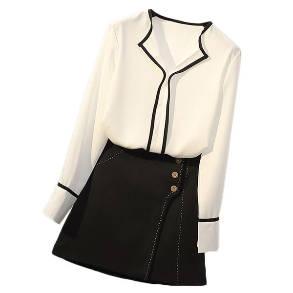 two piece dress small fragrance suit plus size l-4xl tweed stitching chiffon shirt + mini skirt set 2021 autumn women's clothing, White
two piece dress small fragrance suit plus size l-4xl tweed stitching chiffon shirt + mini skirt set 2021 autumn women's clothing, White