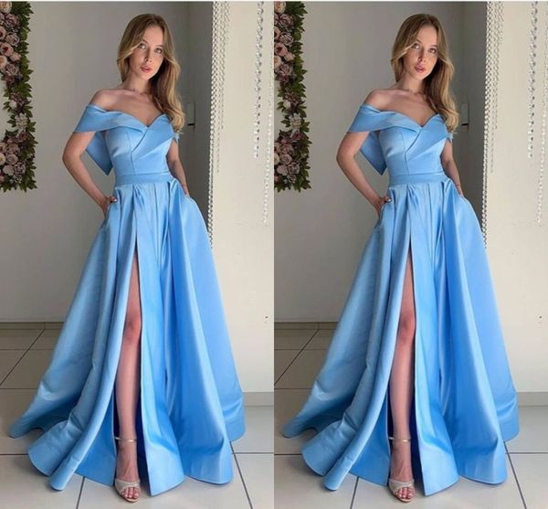 simple elegant light blue 2022 prom dresses evening formal gowns v neck off the shoulder cap short sleeves side split cocktail pageant dress, Black
simple elegant light blue 2022 prom dresses evening formal gowns v neck off the shoulder cap short sleeves side split cocktail pageant dress, Black