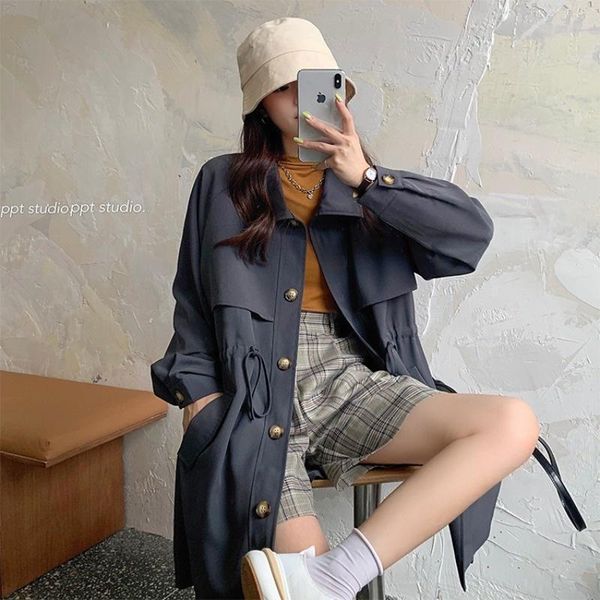 women's trench coats women windbreaker mid-length coat harajuku preppy style single-breasted loose collar vintage women's, Tan;black
women's trench coats women windbreaker mid-length coat harajuku preppy style single-breasted loose collar vintage women's, Tan;black