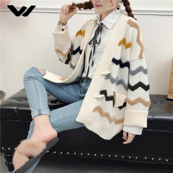 women's sweaters wicky 2021 korean autumn winter fashion wild temperament striped knit cardigan loose long sweater female, White;black
women's sweaters wicky 2021 korean autumn winter fashion wild temperament striped knit cardigan loose long sweater female, White;black