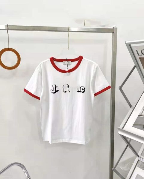 luxury design summer round neck women's short sleeve flocked letter t-shirt casual fashion show thin, White
luxury design summer round neck women's short sleeve flocked letter t-shirt casual fashion show thin, White