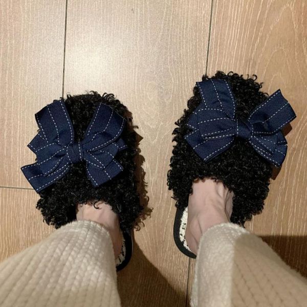women faux wool fur slippers at home indoor winter cute bow white fluffy for girls bedroom sleeper shoes, Black
women faux wool fur slippers at home indoor winter cute bow white fluffy for girls bedroom sleeper shoes, Black