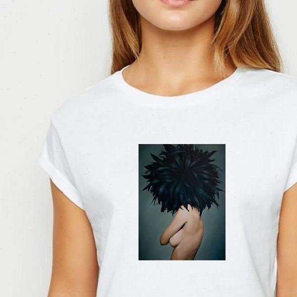 womens style feather flower girl t shirt women vogue spring summer recreational vestidos o collar shirts, White
womens style feather flower girl t shirt women vogue spring summer recreational vestidos o collar shirts, White