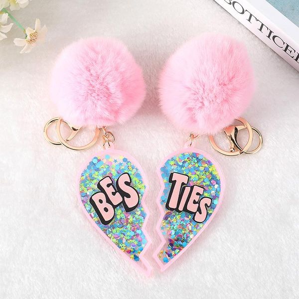 keychains 1 pair/lot bff style pompom keychain lovers ies keyring with puffer ball hollow out acrylic friends handbag charms, Silver
keychains 1 pair/lot bff style pompom keychain lovers ies keyring with puffer ball hollow out acrylic friends handbag charms, Silver