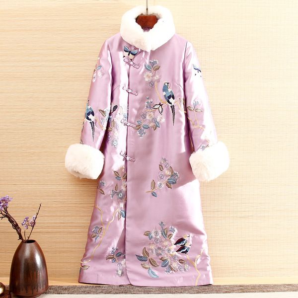 dress high-end autumn women trench coat stitching rabbit hair chinese style retro embroidery elegant lady warm outerwear s-3xl, Black;gray
dress high-end autumn women trench coat stitching rabbit hair chinese style retro embroidery elegant lady warm outerwear s-3xl, Black;gray