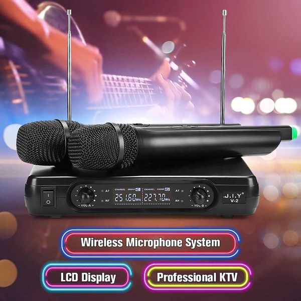 dual cordless handheld mic 2 channel wireless microphone system with lcd display high-fidelity stability large receiving microphones
dual cordless handheld mic 2 channel wireless microphone system with lcd display high-fidelity stability large receiving microphones
