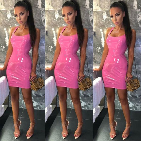 casual dresses 2021 est summer women dress solid color pu leather bandage bodycon sleeveless club party short mini vestidos, Black;gray
casual dresses 2021 est summer women dress solid color pu leather bandage bodycon sleeveless club party short mini vestidos, Black;gray