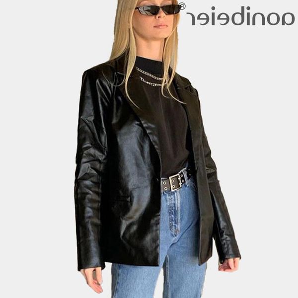 women's leather & faux black pu aonibeier blazer spring autumn sleeve turn down collar women office lady single button long suit jacket
women's leather & faux black pu aonibeier blazer spring autumn sleeve turn down collar women office lady single button long suit jacket