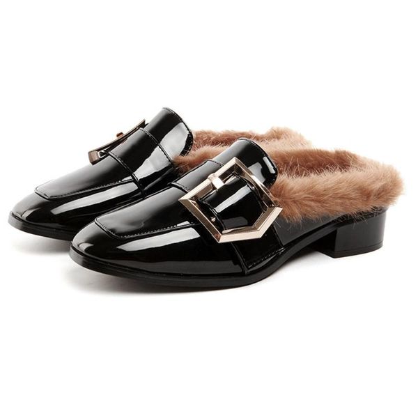 slippers women's metal decoration autumn and winter 4cm thick high heel plus short plush warm fashion fur shoes women, Black
slippers women's metal decoration autumn and winter 4cm thick high heel plus short plush warm fashion fur shoes women, Black