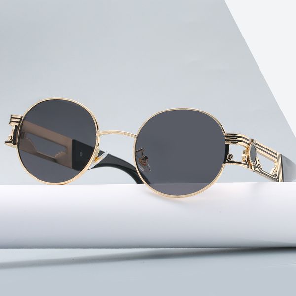 new round face metal lion king decorative fashion sunglasses punk style versatile men's and women's sunglasses 50622, White;black
new round face metal lion king decorative fashion sunglasses punk style versatile men's and women's sunglasses 50622, White;black