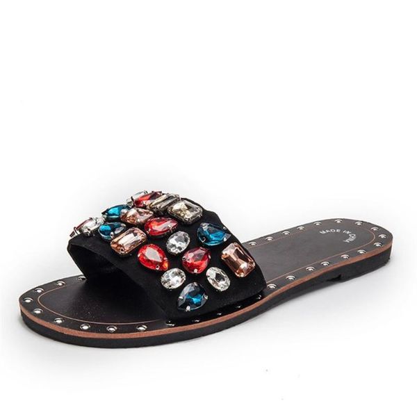 slippers 2021 summer fashion beautifully shiny decorative flat open toe sandals women's, Black
slippers 2021 summer fashion beautifully shiny decorative flat open toe sandals women's, Black