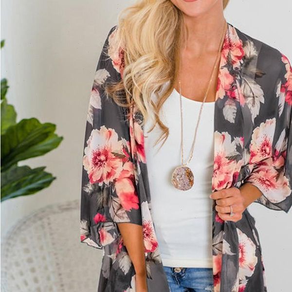 women womens blouses summer beach floral print casual chiffon kimono blouse female fashion sun protection loose cover ups, White
women womens blouses summer beach floral print casual chiffon kimono blouse female fashion sun protection loose cover ups, White