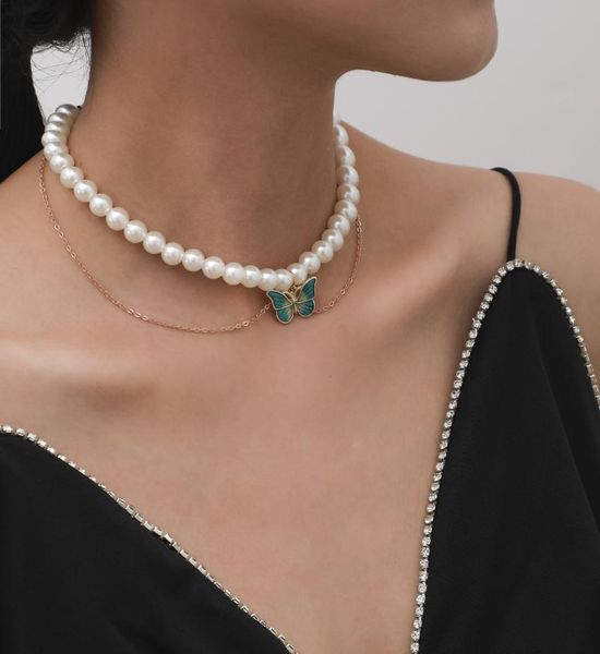 chains white imitation pearl green butterfly necklace female personality temperament fashion all-match, Silver
chains white imitation pearl green butterfly necklace female personality temperament fashion all-match, Silver