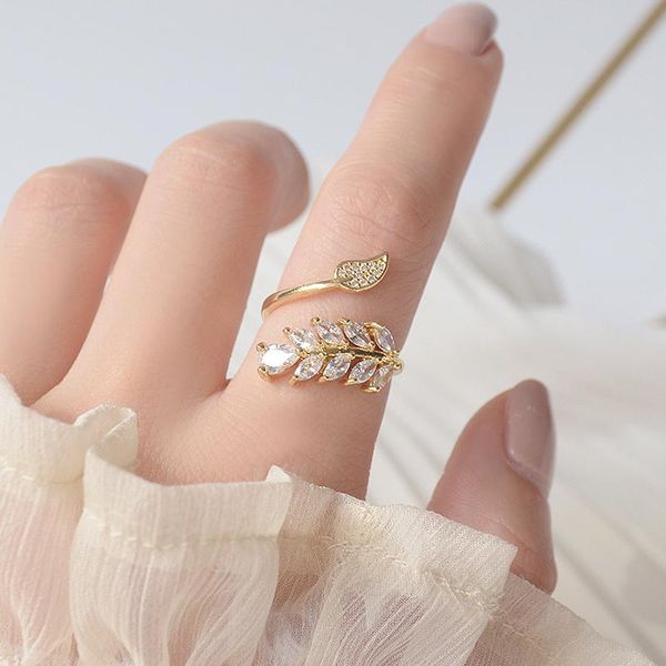 ins 14k real gold delicate leaves wedding rings for women luxury shining cubic zircon engagement cluster, Golden;silver
ins 14k real gold delicate leaves wedding rings for women luxury shining cubic zircon engagement cluster, Golden;silver