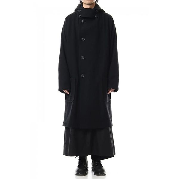 men's wool & blends s-6xl 2021 woolen overcoats are oversized and long in a hoodie., Black
men's wool & blends s-6xl 2021 woolen overcoats are oversized and long in a hoodie., Black