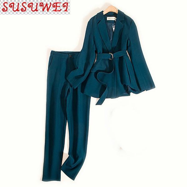 early autumn women's pants suit two-piece business wear slim waist solid color ladies jacket casual trousers two piece, White
early autumn women's pants suit two-piece business wear slim waist solid color ladies jacket casual trousers two piece, White