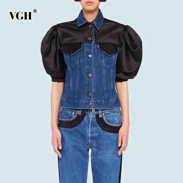 women's jackets vgh casual colorblock patchwork blue denim female lapel puff short sleeve korean loose fashion women coat 2021 style, Black;brown
women's jackets vgh casual colorblock patchwork blue denim female lapel puff short sleeve korean loose fashion women coat 2021 style, Black;brown
