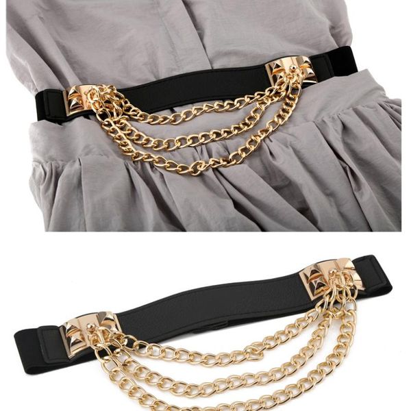 belts gold chain belt elastic silver metal waist for women ceiture femme stretch cummerbunds ladies coat ketting riem waistband, Black;brown 
belts gold chain belt elastic silver metal waist for women ceiture femme stretch cummerbunds ladies coat ketting riem waistband, Black;brown