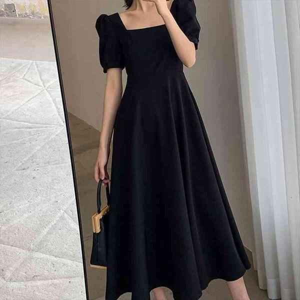black summer retro women dresses square collar puff sleeve long vestido de mujer femme robe, Black;gray
black summer retro women dresses square collar puff sleeve long vestido de mujer femme robe, Black;gray