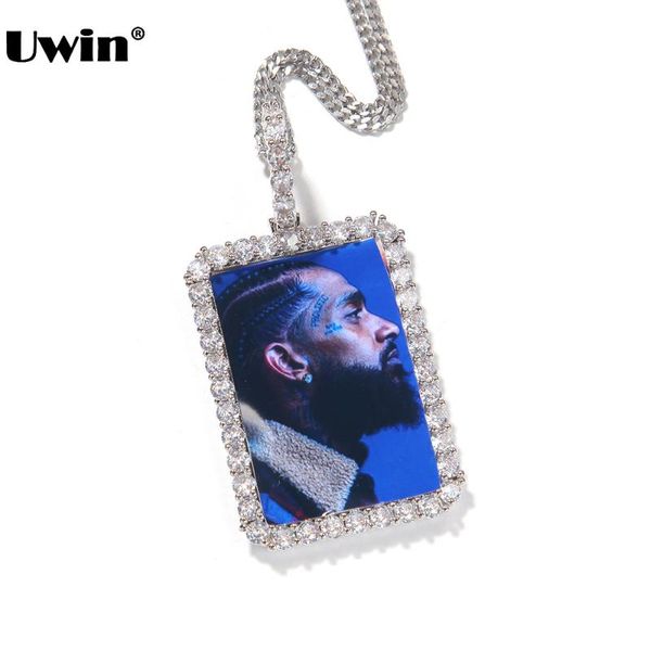 chains uwin custom made rectangle po pendant necklace with tennis chain chic cz stones fashion hip hop jewelry for drop, Silver
chains uwin custom made rectangle po pendant necklace with tennis chain chic cz stones fashion hip hop jewelry for drop, Silver