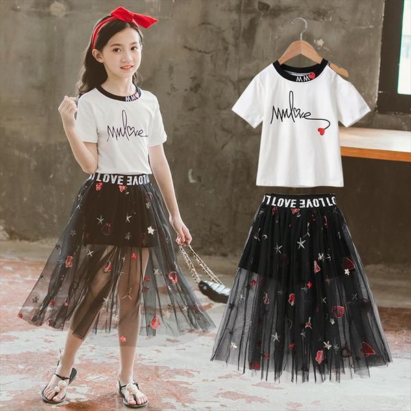kids girls summer letter t shirt black embroidery skirt 2pcs clothes sets children 10 12 princess wedding party suits, White
kids girls summer letter t shirt black embroidery skirt 2pcs clothes sets children 10 12 princess wedding party suits, White