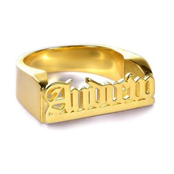 3umeter sterling silver carving custom rings personality customized name ring female ins cool style christmas gift letter cluster, Golden;silver