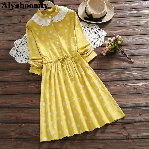 casual dresses 2021 mori girl autumn spring kawaii dress yellow pink floral print lace vestidos elegant cute sweet preppy cotton women, Black;gray
casual dresses 2021 mori girl autumn spring kawaii dress yellow pink floral print lace vestidos elegant cute sweet preppy cotton women, Black;gray