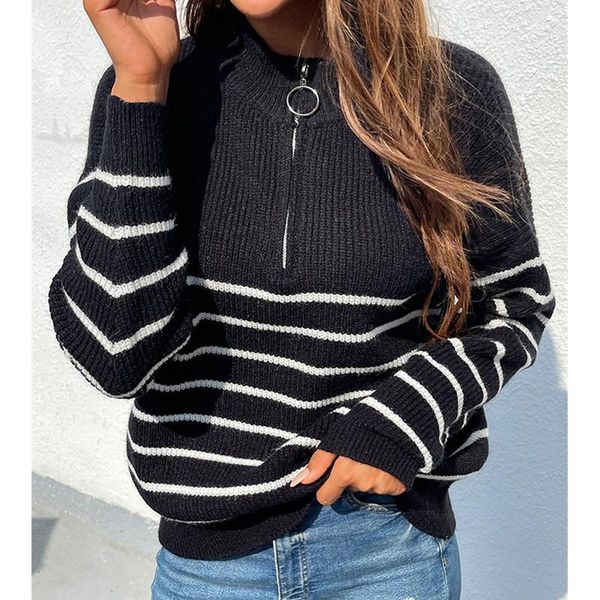 women's sweaters women color block striped long sleeve o neck zipper/buttoned knitwear casual fashion female pullovers autumn spring, White;black
women's sweaters women color block striped long sleeve o neck zipper/buttoned knitwear casual fashion female pullovers autumn spring, White;black
