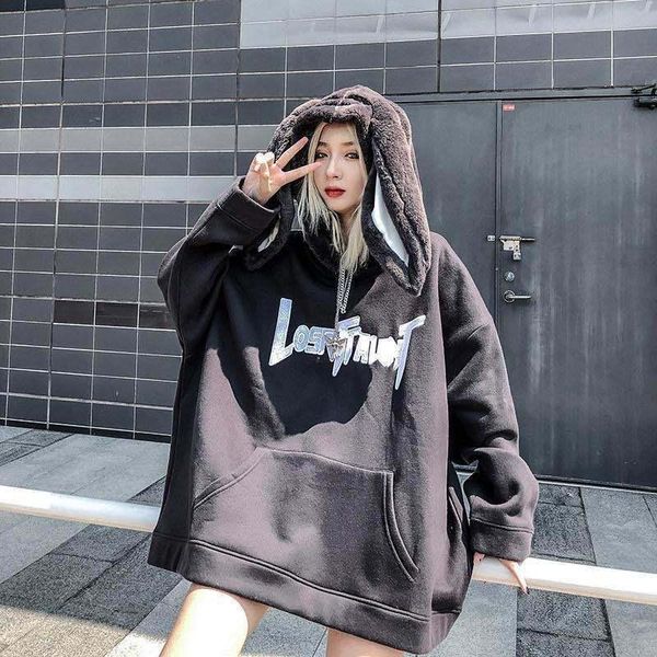 women's hoodies & sweatshirts houzhou gothic harajuku hoodie women autumn winter kawaii ears sweatshirt fashion streetwear oversized, Black
women's hoodies & sweatshirts houzhou gothic harajuku hoodie women autumn winter kawaii ears sweatshirt fashion streetwear oversized, Black