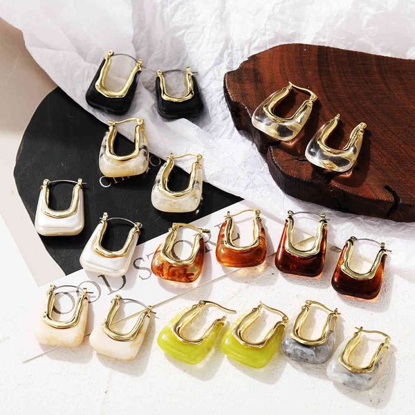 charms earrings fashion women's geometric u-shaped acrylic metal temperament design sense of style, Golden
charms earrings fashion women's geometric u-shaped acrylic metal temperament design sense of style, Golden