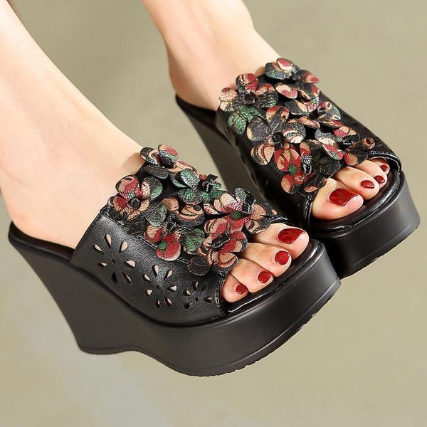 slippers 2021 summer woman shoes platform wedge genuine leather women high heel for retro sandals female, Black
slippers 2021 summer woman shoes platform wedge genuine leather women high heel for retro sandals female, Black
