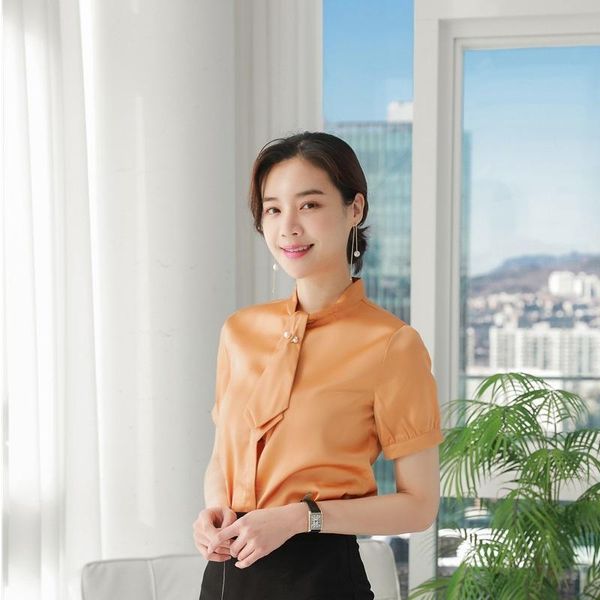women's blouses & shirts 2021 summer elegant orange office ladies work wear blouse female clothes ol formal uniform designs business s, White
women's blouses & shirts 2021 summer elegant orange office ladies work wear blouse female clothes ol formal uniform designs business s, White