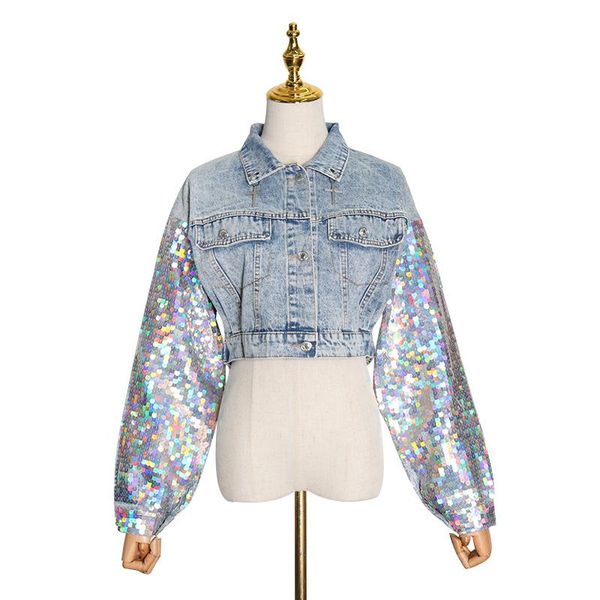 chic sequined bling long sleeve patchwork women denim jacket short handsome jeans coat women's jackets, Black;brown
chic sequined bling long sleeve patchwork women denim jacket short handsome jeans coat women's jackets, Black;brown