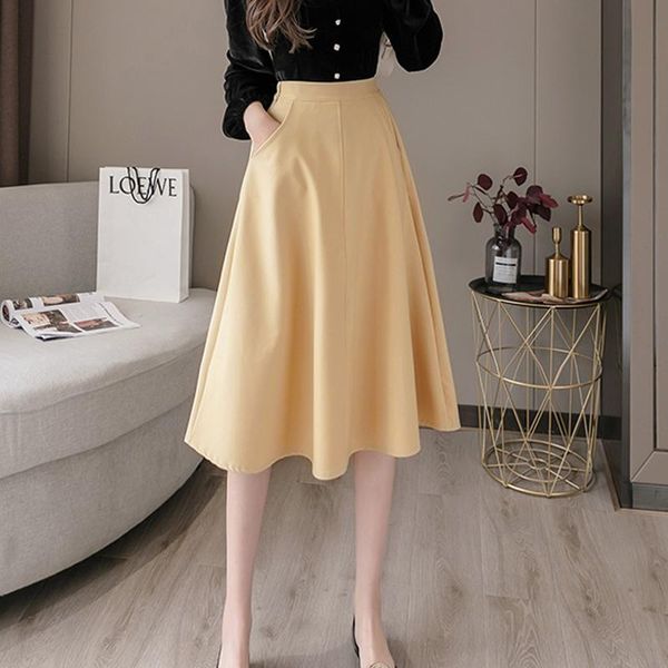 skirts limiguyue casual midi skirt women retro solid pockets work wear elegant high waist korean ol style vintage saias k637, Black
skirts limiguyue casual midi skirt women retro solid pockets work wear elegant high waist korean ol style vintage saias k637, Black