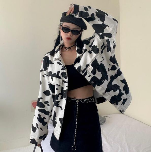 women's jackets korean streetwear retro cow print casual loose thin denim jacket women, Black;brown
women's jackets korean streetwear retro cow print casual loose thin denim jacket women, Black;brown