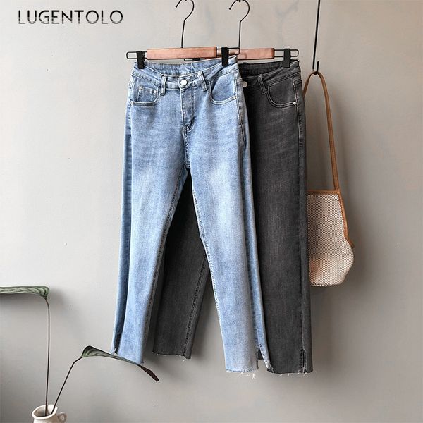 women's jeans lugentolo women spring casual straight solid korean thin high waist little split pants classic fashion beot, Blue
women's jeans lugentolo women spring casual straight solid korean thin high waist little split pants classic fashion beot, Blue