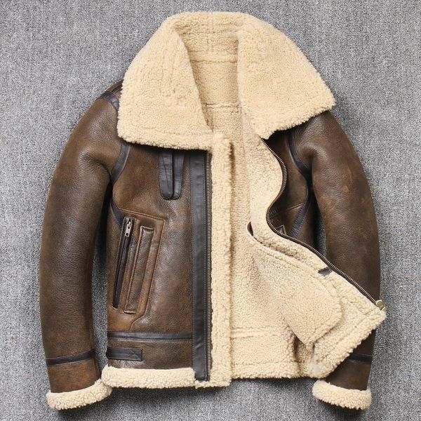 men's leather & faux 2021 winter bomber genuine jacket men sheep shearling lambskin warm jackets japanese version b3 fur collar, Black
men's leather & faux 2021 winter bomber genuine jacket men sheep shearling lambskin warm jackets japanese version b3 fur collar, Black
