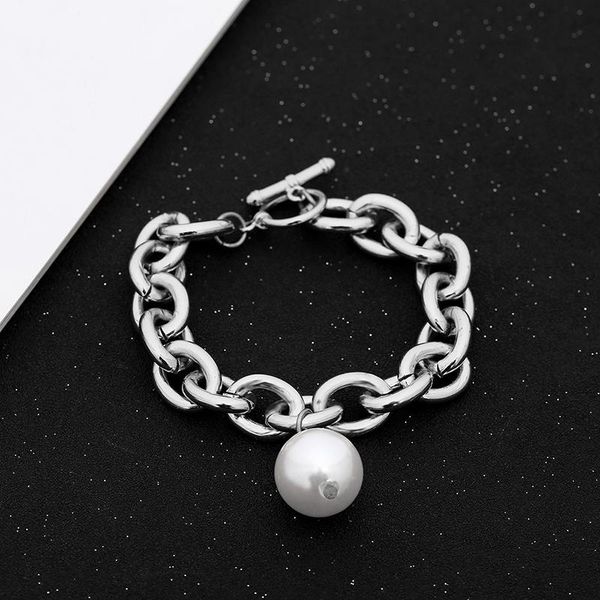 link, chain bohemian imitation pearl pendant bracelet bangle punk heavy thick steampunk women wedding accessories, Black
link, chain bohemian imitation pearl pendant bracelet bangle punk heavy thick steampunk women wedding accessories, Black