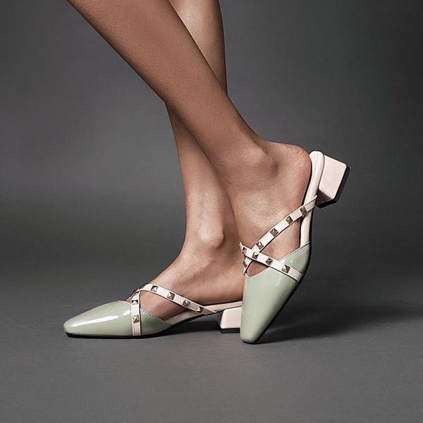 slippers yqbtdl fashion studded cross strap chunky heels mules shoes women pu patent leather green black med heel slides outdoor
slippers yqbtdl fashion studded cross strap chunky heels mules shoes women pu patent leather green black med heel slides outdoor