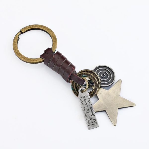 keychains vintage metal alloy star keychain leather car keyrings for man jewelry pendants women's bags decoration accessories, Silver
keychains vintage metal alloy star keychain leather car keyrings for man jewelry pendants women's bags decoration accessories, Silver