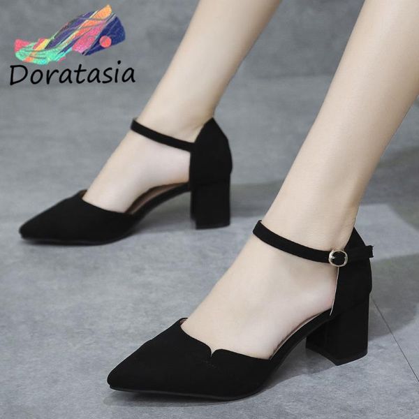 dress shoes doratasia classic women solid flock cover heel ankle strap casual daily consise sandals pointed toe, Black
dress shoes doratasia classic women solid flock cover heel ankle strap casual daily consise sandals pointed toe, Black
