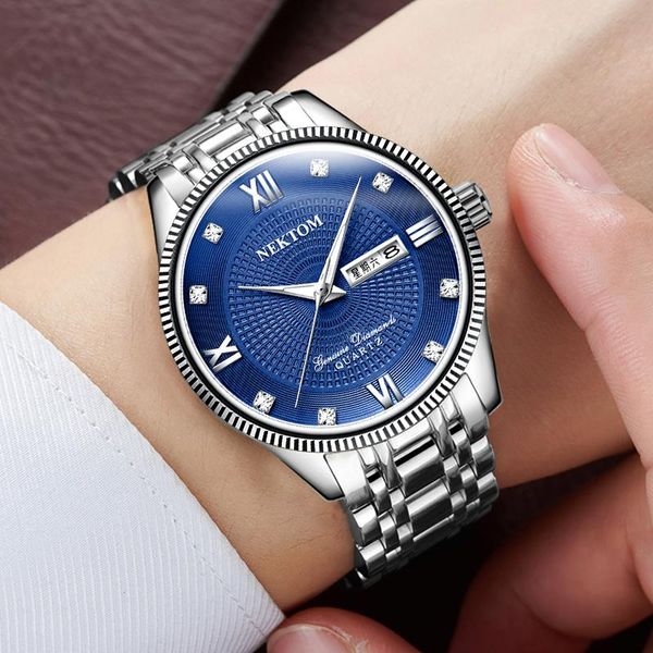 wristwatches nektom watch men's business waterproof luminous trend fashion dual calendar quartz steel band, Slivery;brown
wristwatches nektom watch men's business waterproof luminous trend fashion dual calendar quartz steel band, Slivery;brown